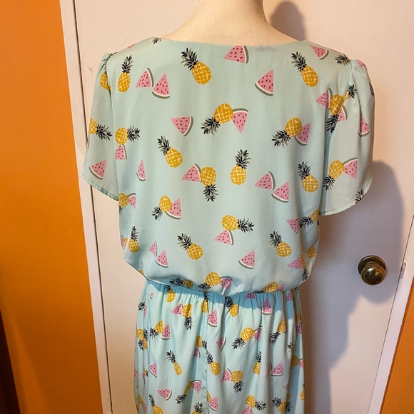 Peach Love California Pineapple Print Dress - Mint - Picture 4 of 6